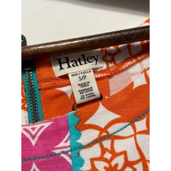Hatley Floral Droplet Tropics T-Shirt Dress Orange Pink White Small NWT - Picture 4 of 11